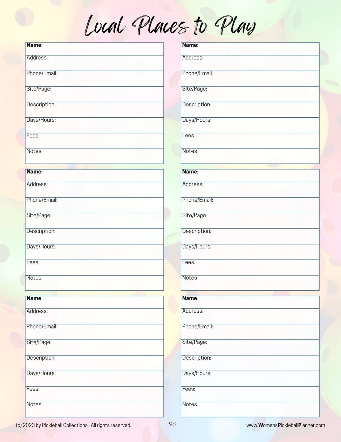 2023 Women's Pickleball Planner (Printed)