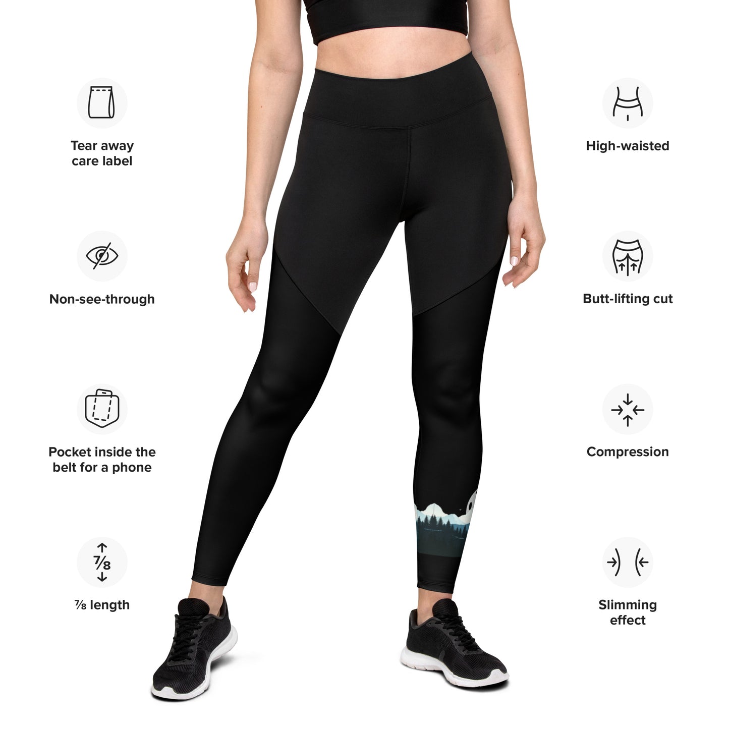 BMR Sports Leggings with BMR Moon Rising Pattern