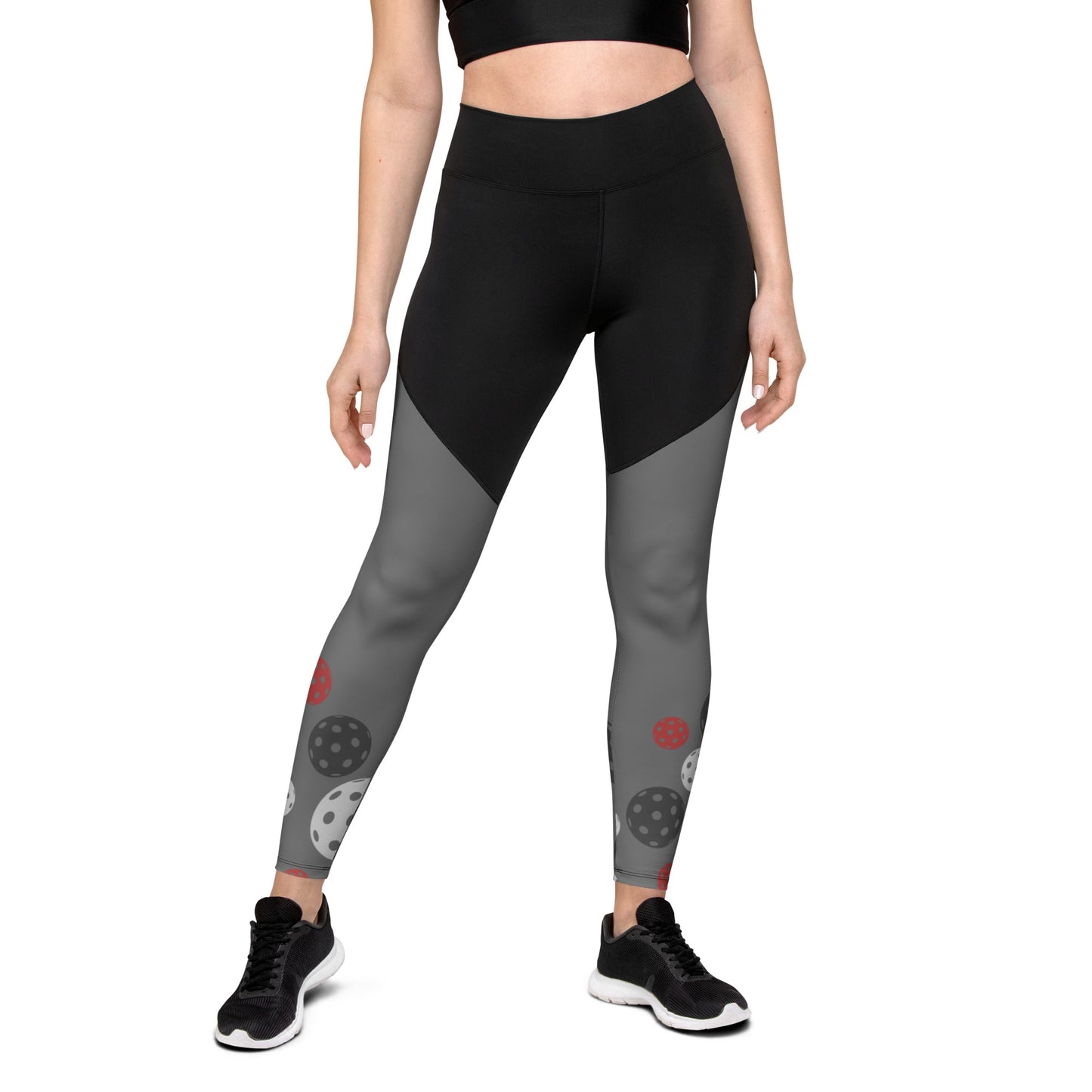 League-BR - Womens - Sports Leggings (Black & Red Dream Team)