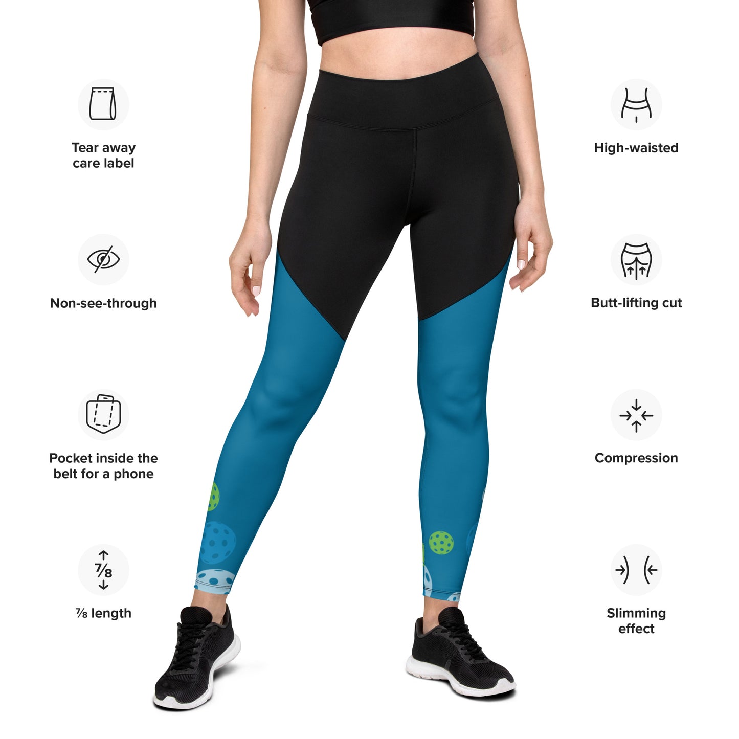 League-BG - Womens - Sports Leggings (Blue & Green DT)