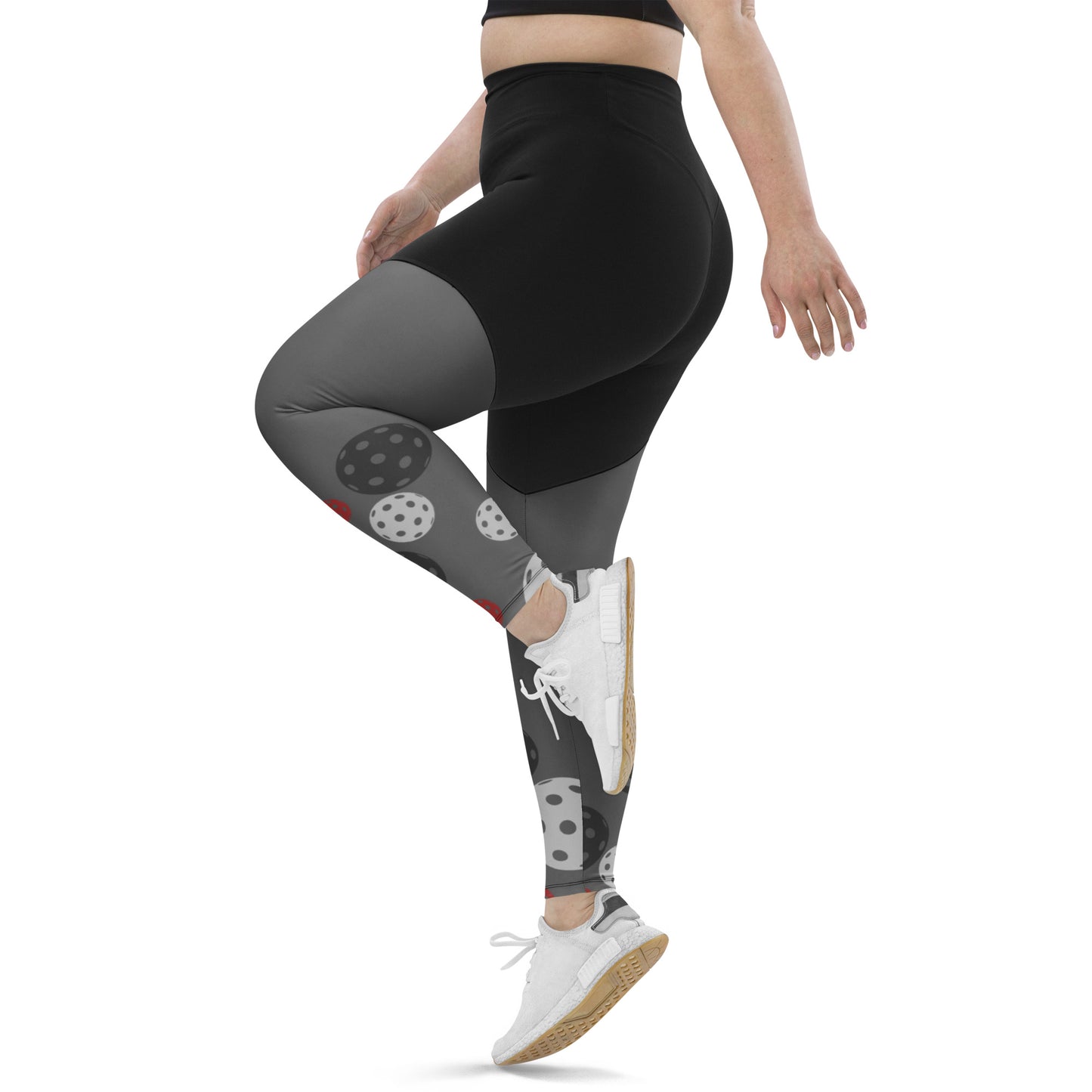 League-BR - Womens - Sports Leggings (Black & Red Dream Team)